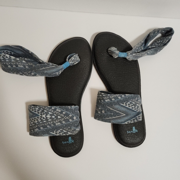 SANUK YOGA MAT CLOTH SLING/STRAP THONG SANDAL FADED BLUE/GREY WOMENS SIZE 9 US - Picture 5 of 11